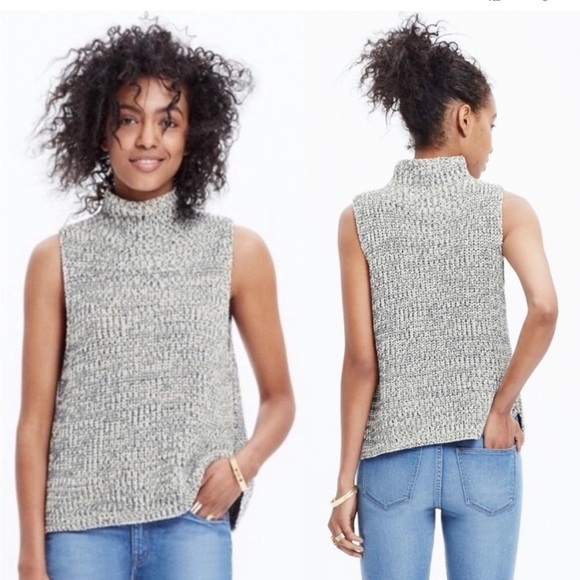 Madewell Chunky Knit Veranda Sleeveless Mock Neck Sweater- Size XXS - Picture 1 of 11